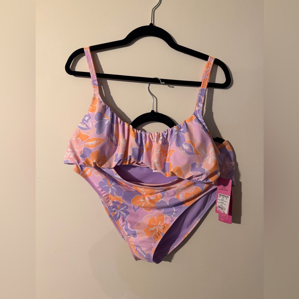 Ninety-Nine Purple Floral Bikini w/ high waisted bottoms